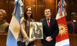 Gerardo Zamora recibió a la vicepresidente Victoria Villarruel en Casa de Gobierno.