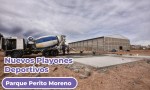 Avanza la construcción de los playones deportivos externos del gimnasio municipal, en el parque Perito Moreno de Plaza Huincul