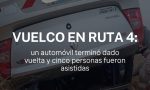 Vuelco en Ruta 4: un automóvil terminó dado vuelta y cinco personas fueron asistidas