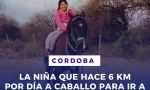 UNA NIÑA CORDOBESA RECORRE 6KM A CABALLO CADA DÍA PARA IR A LA ESCUELA