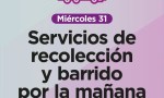 Informan el cronograma de recolección de residuos domiciliarios para fin de año